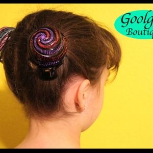 Hair Clip, Hand Painted, Spiral Hair Bun
